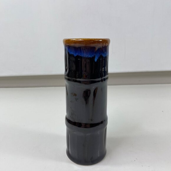 Libbey Ceramic Set 2 Tiki Tall Volcano Drip Bamboo Style Cocktail Tumbler Black - Picture 6 of 13